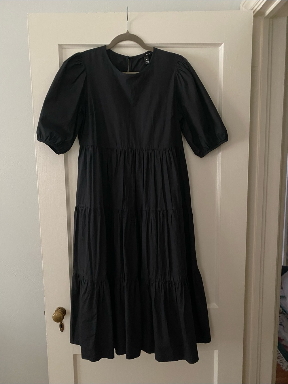 Aqua Puff Sleeve Midi Dress